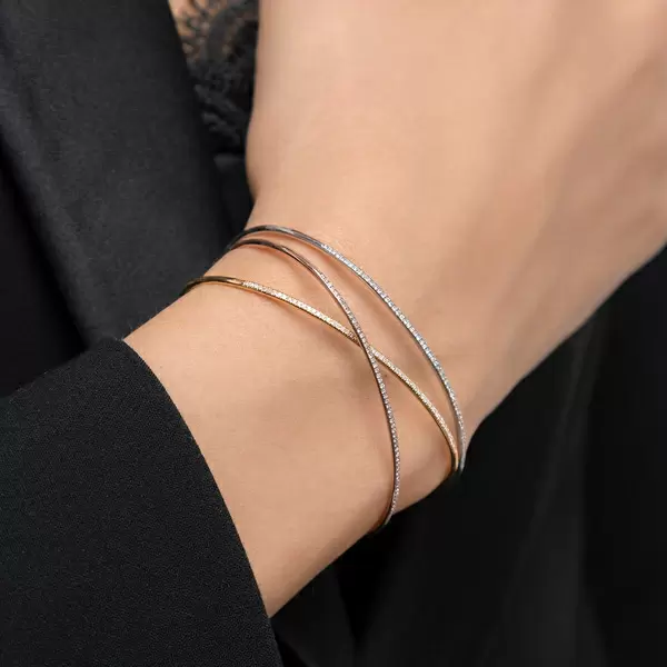 Leaf Jewelry Armreif Circle mit Diamanten, 18 K Weißgold Bis zu 65% Rabatt