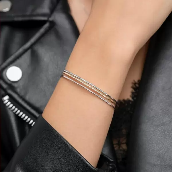 Leaf Jewelry Armreif Circle mit Diamanten, 18 K Weißgold Bis zu 65% Rabatt