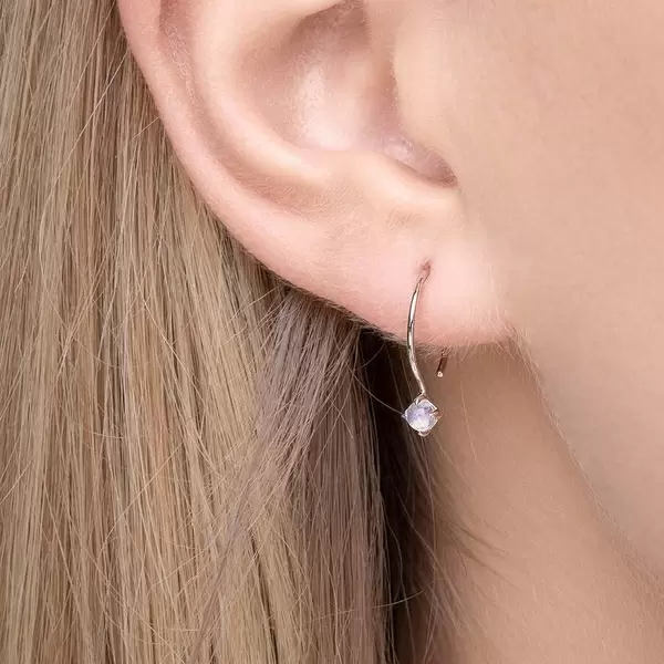 Leaf Jewelry Ohrringe Cabochon, Mondstein, 14 K Weißgold Bis zu 55% Rabatt