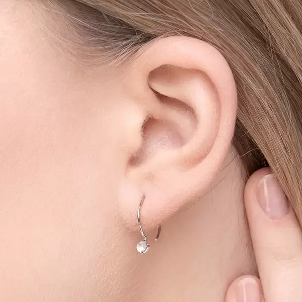 Leaf Jewelry Ohrringe Cabochon, Mondstein, 14 K Weißgold Bis zu 55% Rabatt