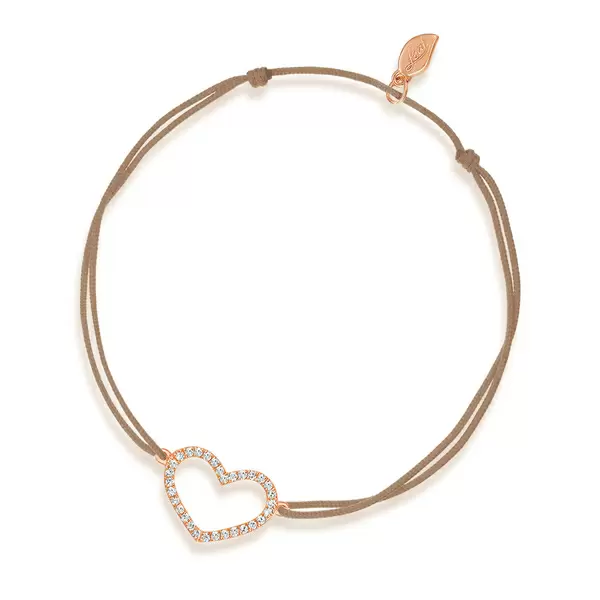 Leaf Jewelry Glückarmband Herz mit Diamanten, 18 K Rosegold, Beige Discount Store für neue Produkte