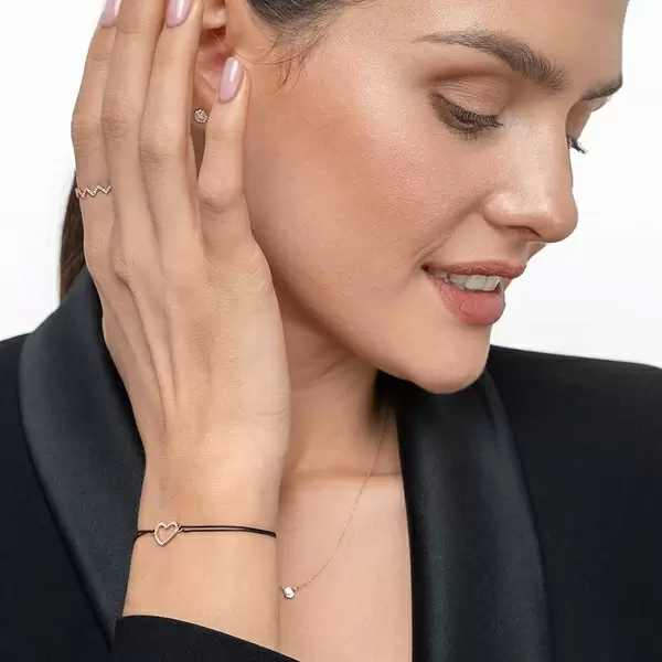 Leaf Jewelry Glückarmband Herz mit Diamanten, 18 K Rosegold, Beige Discount Store für neue Produkte