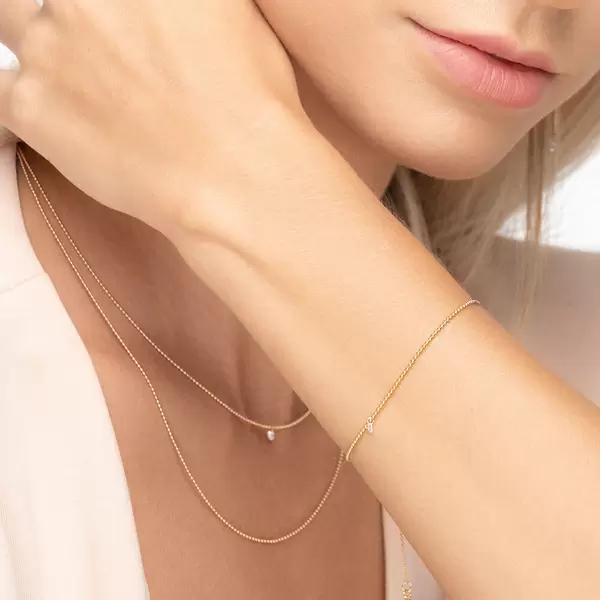 Leaf Jewelry Armkette Pure Ball Chain, Diamant, 14 K Gelbgold Super Rabatt