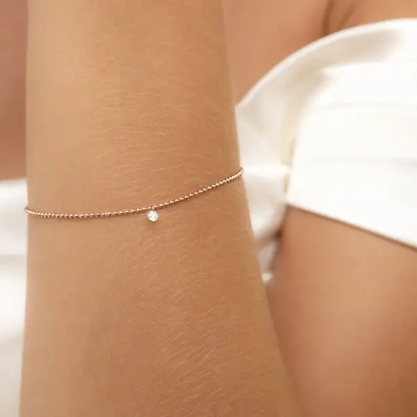 Leaf Jewelry Armkette Pure Ball Chain, Diamant, 14 K Gelbgold Super Rabatt