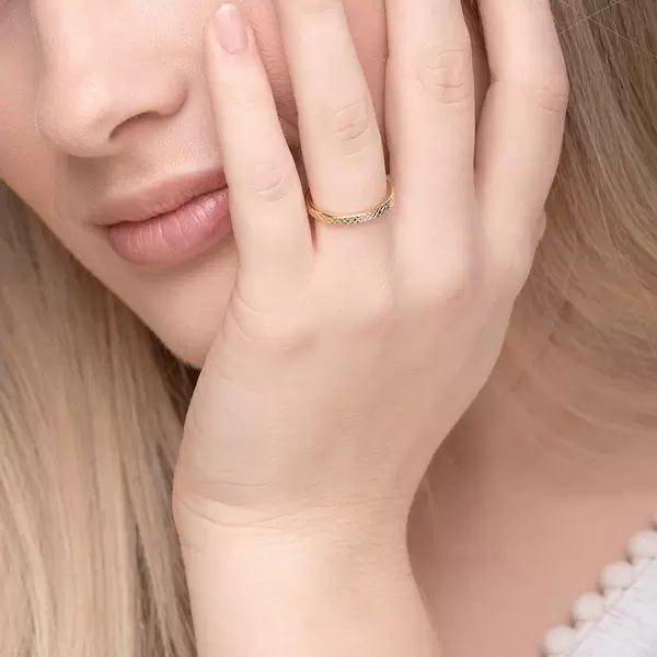 Leaf Jewelry Ring Plaid, matt, 18 K Gelbgold vergoldet, Gr.50 Im Verkauf