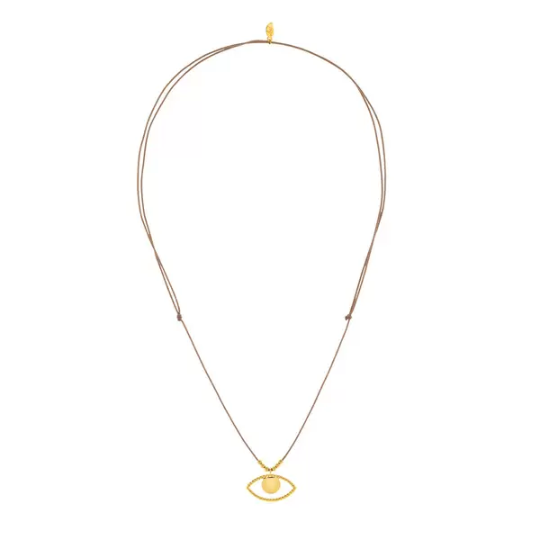 Leaf Jewelry Glückshalskettchen Evil Eye, 18 K Gelbgold vergoldet, Beige im Angebot