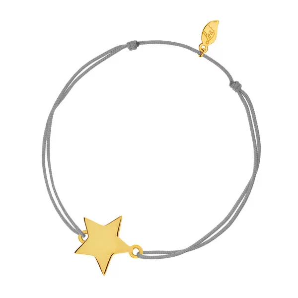 Leaf Jewelry Glücksbändchen Star-Disc, matt, Gelbgold vergoldet , Grau Kostenloser Versand