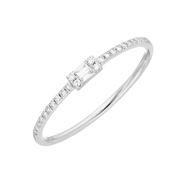 Leaf Jewelry Ring mit Diamanten, Tiny Baguette, 14K Weißgold Cyber Monday