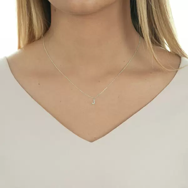 Leaf Jewelry Halskette Letter "J", 14 K Weißgold mit Diamanten Valentinstagsangebot