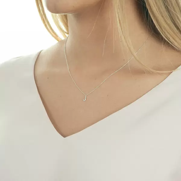 Leaf Jewelry Halskette Letter "J", 14 K Weißgold mit Diamanten Valentinstagsangebot