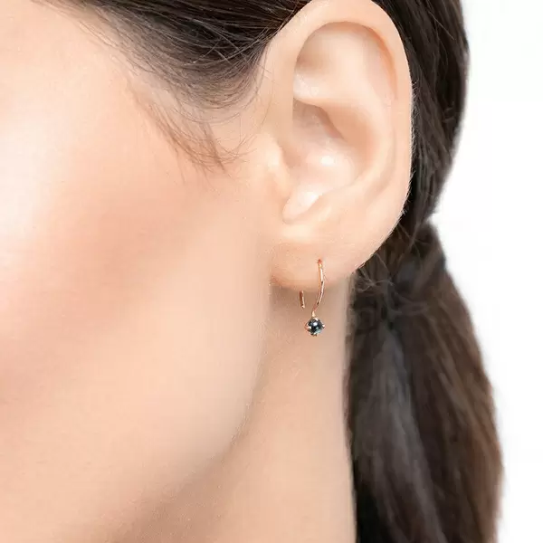 Leaf Jewelry Ohrringe Cabochon, Blaue Topas, 14 K Roségold Jubiläumsangebot