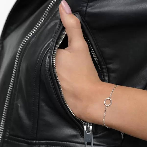 Leaf Jewelry Armkette Circle mit Diamanten, 18 K Weißgold Neueste Mode