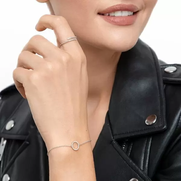 Leaf Jewelry Armkette Circle mit Diamanten, 18 K Weißgold Neueste Mode