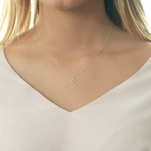 Leaf Jewelry Halskette Letter "O", 14 K Weißgold mit Diamanten Exklusive Angebote