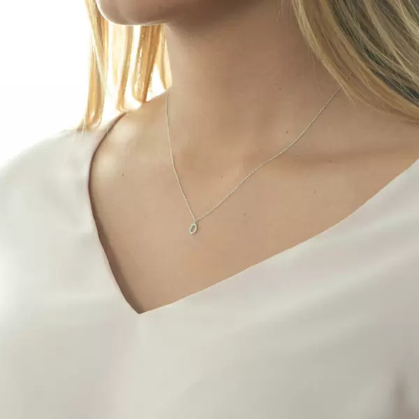 Leaf Jewelry Halskette Letter "O", 14 K Weißgold mit Diamanten Exklusive Angebote