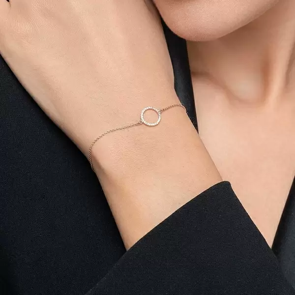 Leaf Jewelry Armkette Circle mit Diamanten, 18 K Roségold Bestseller
