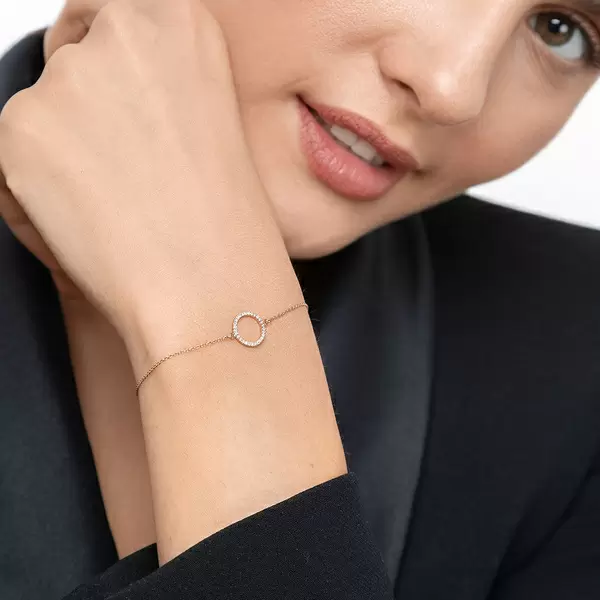 Leaf Jewelry Armkette Circle mit Diamanten, 18 K Roségold Bestseller