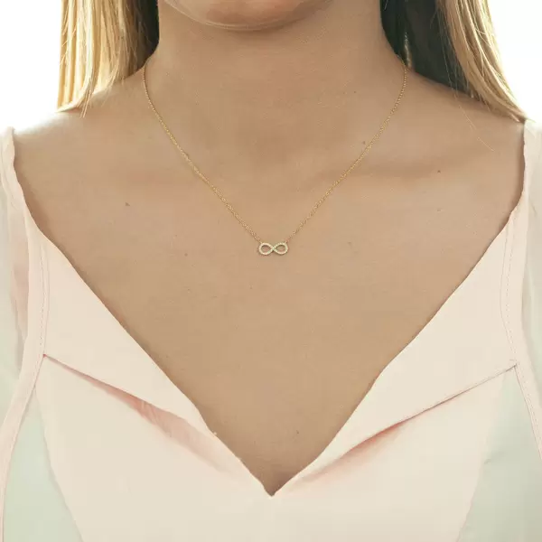 Leaf Jewelry Halskette Infinity mit Diamanten, 18 K Gelbgold Räumungsverkauf