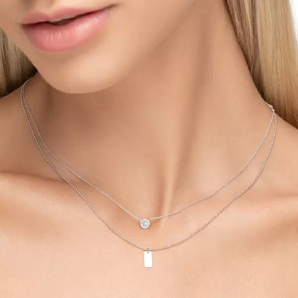 Leaf Jewelry Halskette Pavé II mit Diamanten, 18 K Weissgold Sonderangebote