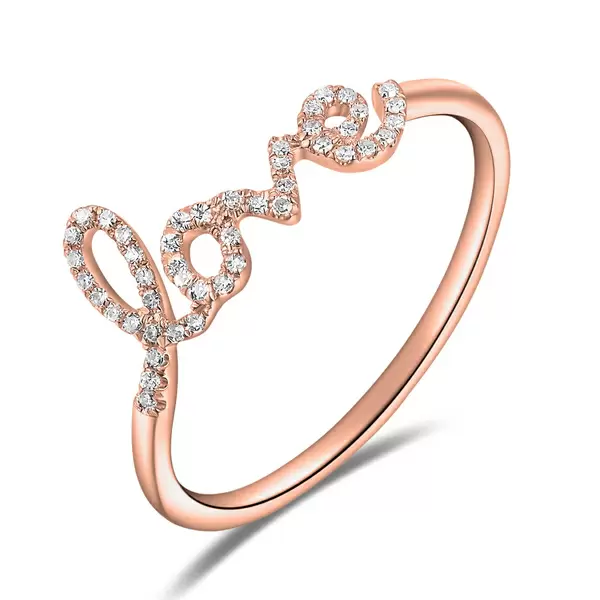 Leaf Jewelry Ring Love 18K Roségold mit Diamanten Tiefpreis