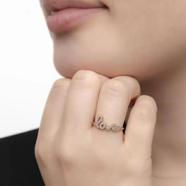 Leaf Jewelry Ring Love 18K Roségold mit Diamanten Tiefpreis