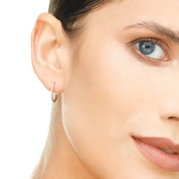 Leaf Jewelry Creole Oval S mit Diamanten, 18 Weißgold Super Sparpreis