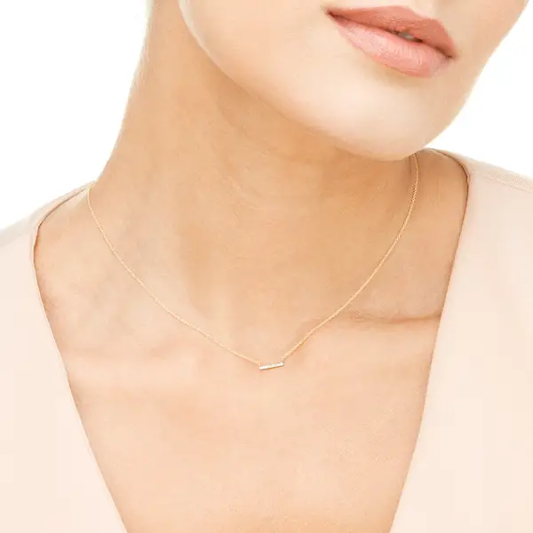 Leaf Jewelry Halskette Horizontal Bar, Diamant, 14 K Gelbgold Wochenangebot