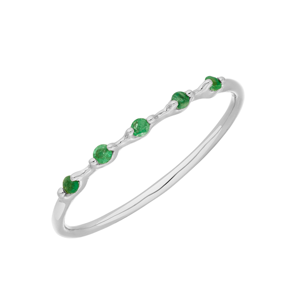 Leaf Jewelry Ring mit 5 Smaragden, 14K Weißgold Neueste Stile