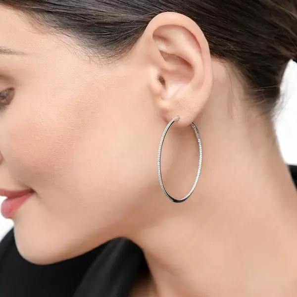 Leaf Jewelry Creole Circle XL mit Diamanten, 50mm, 18 K Rosegold Zeitbegrenzte Promotion