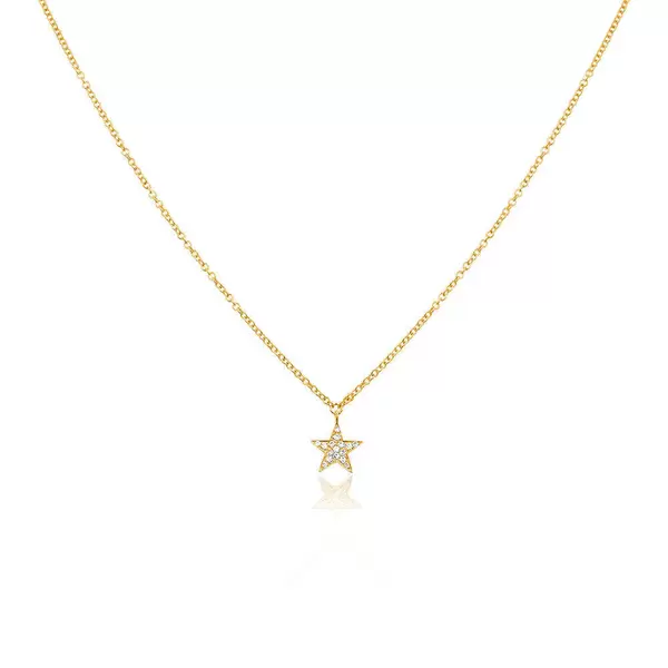 Leaf Jewelry Halskette Stern mit Diamanten, 18 K Gelbgold Bis zu 60% Rabatt