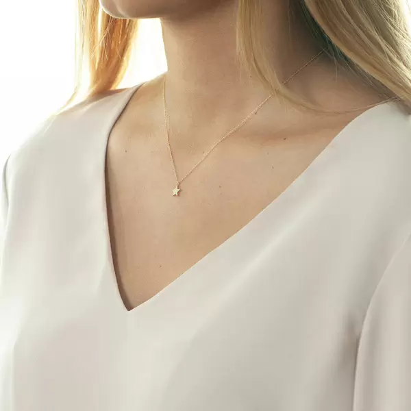 Leaf Jewelry Halskette Stern mit Diamanten, 18 K Gelbgold Bis zu 60% Rabatt
