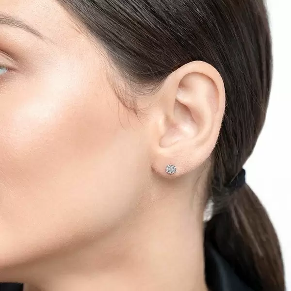 Leaf Jewelry Ohrringe Pavé mit Diamanten, 18 K Weßgold Vierteljährliche Förderung