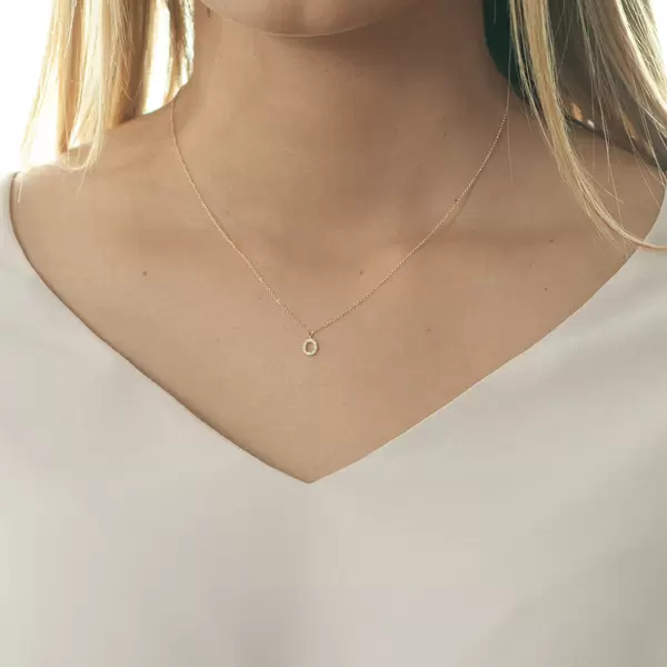 Leaf Jewelry Halskette Letter "O", 14 K Rosegold mit Diamanten Bis zu 55% Rabatt
