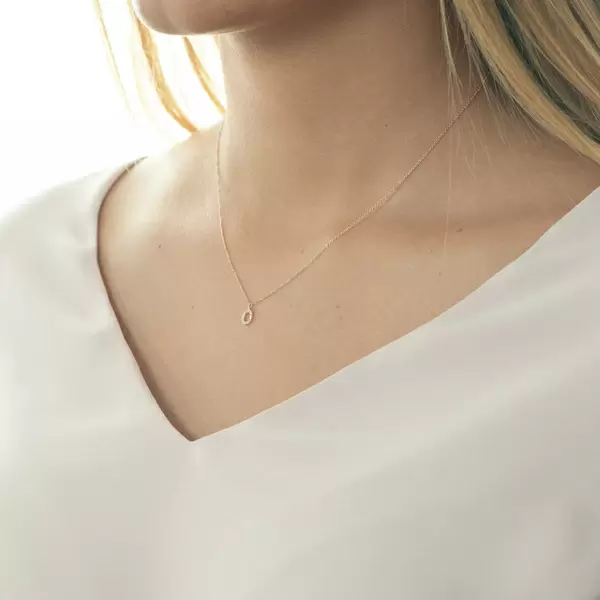 Leaf Jewelry Halskette Letter "O", 14 K Rosegold mit Diamanten Bis zu 55% Rabatt