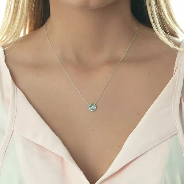 Leaf Jewelry Halskette Blauer Topas, 14 K Weißgold Discount Store für neue Produkte