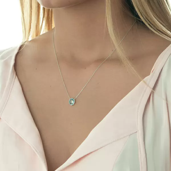 Leaf Jewelry Halskette Blauer Topas, 14 K Weißgold Discount Store für neue Produkte