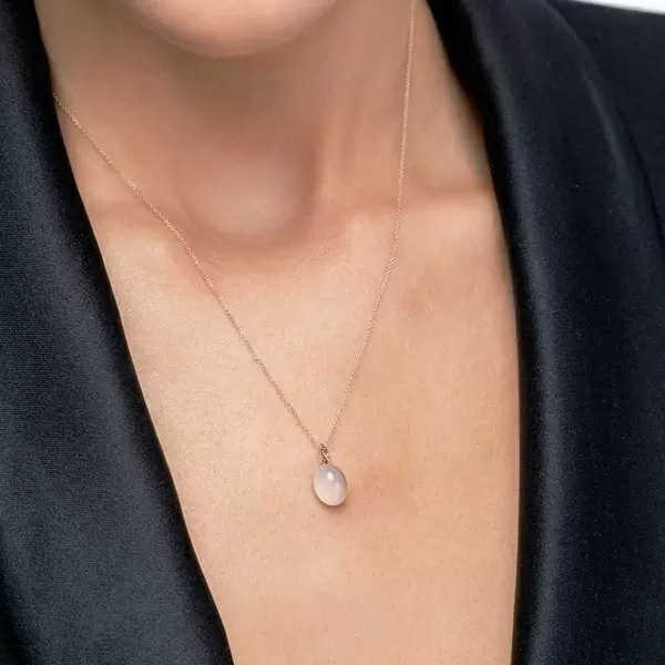 Leaf Jewelry Halskette Cabochon II, 14 K Rosegold, Rosenquarz Riesige Rabatte