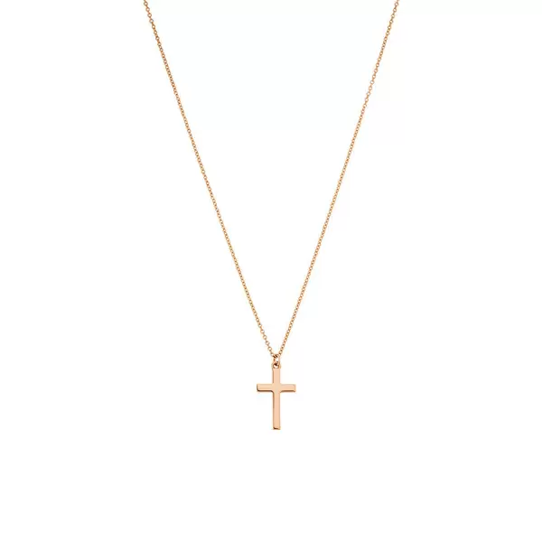 Leaf Jewelry Halskette Kreuz, 14 K Rosegold Clearance-Verkauf