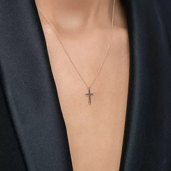 Leaf Jewelry Halskette Kreuz, 14 K Rosegold Clearance-Verkauf