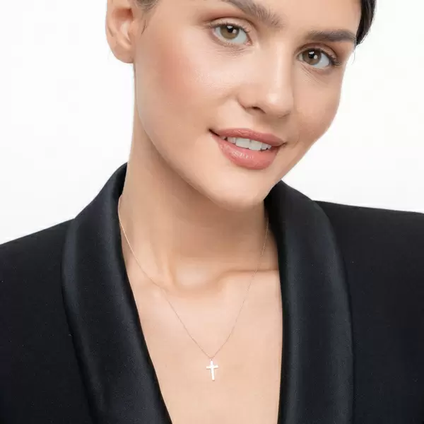 Leaf Jewelry Halskette Kreuz, 14 K Rosegold Clearance-Verkauf