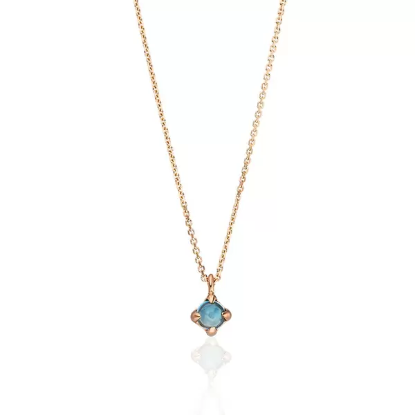 Leaf Jewelry Halskette Cabochon, Blauer Topas, 14 K Roségold Speichern exportieren