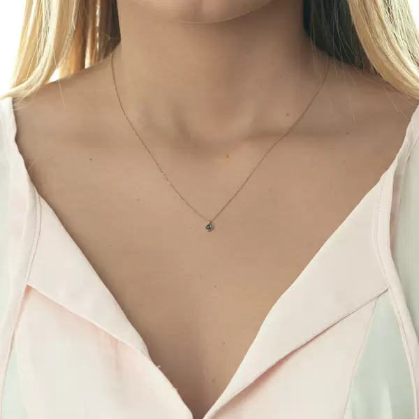Leaf Jewelry Halskette Cabochon, Blauer Topas, 14 K Roségold Speichern exportieren