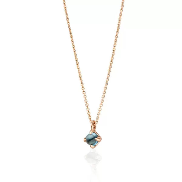 Leaf Jewelry Halskette Cabochon, Blauer Topas, 14 K Roségold Speichern exportieren