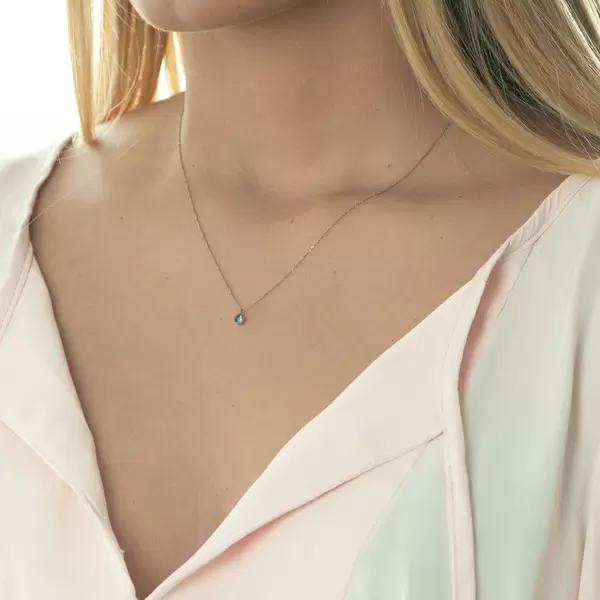 Leaf Jewelry Halskette Cabochon, Blauer Topas, 14 K Roségold Speichern exportieren