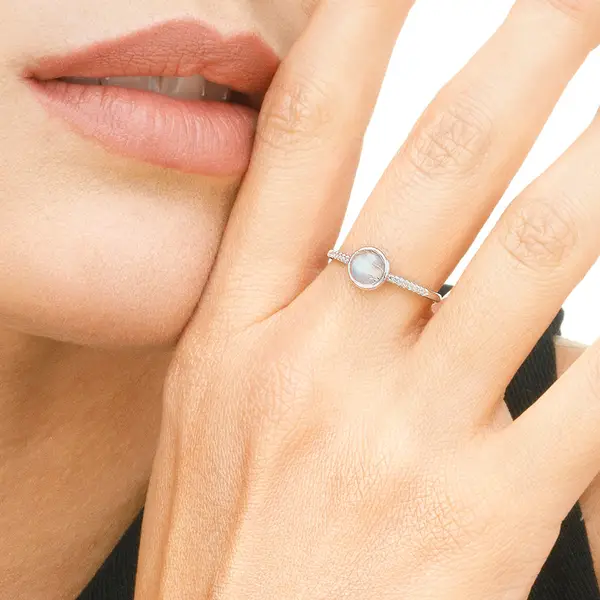 Leaf Jewelry Ring Labradorit mit Diamanten, 14K Weißgold Angebote