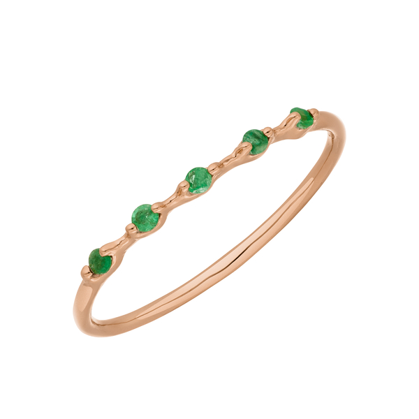 Leaf Jewelry Ring mit 5 Smaragden, 14K Rosegold Günstiger Verkauf