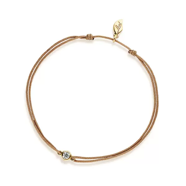Leaf Jewelry Glücksbändchen "my first diamond", 14K Gelbgold, Beige Limitierter Zeitrabatt