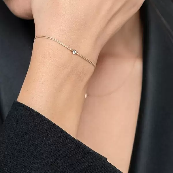 Leaf Jewelry Glücksbändchen "my first diamond", 14K Gelbgold, Beige Limitierter Zeitrabatt