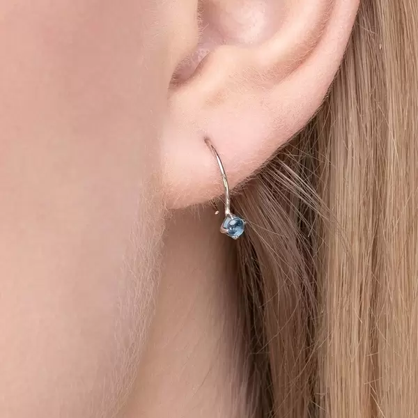 Leaf Jewelry Ohrringe Cabochon, Blaue Topas, 14 K Weißgold Fabrikpreis