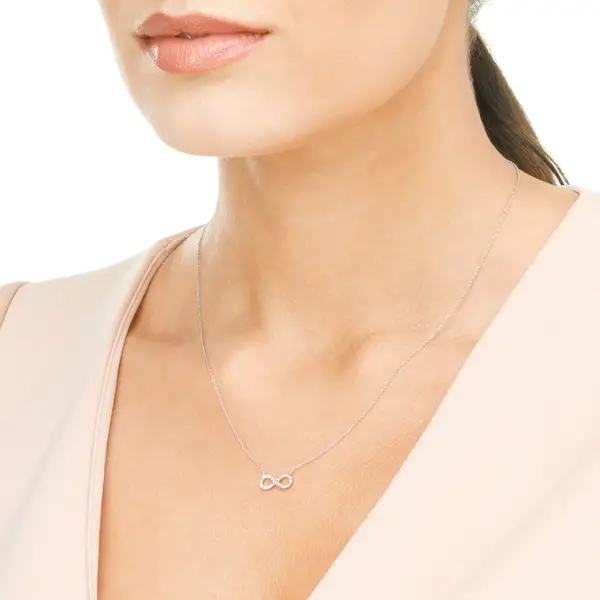 Leaf Jewelry Halskette Infinity mit Diamanten, 18 K Weissgold Sonderangebot